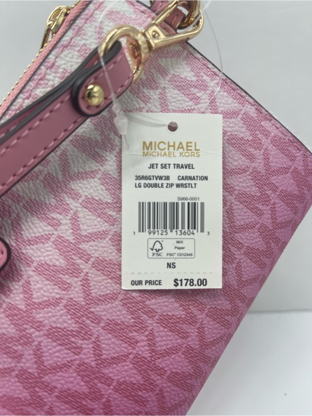 Michael Kors Jet Set Lg Double Zip Ombré Sign Logo Wristlet Wallet Carnation 
NW - Picture 6 of 16